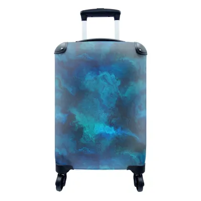 Produktbild von MuchoWow® Koffer Handgepäck Trolley Rollkoffer Kleine Reisekoffer mit 4 Rollen - Muster - Farbe - Abstrakt - Blau - Cabin Size < 55x40x23 cm & 55x40x20 cm - Fotokoffer - Kabinenkoffer - Boardgepäck - Reise-Box - Reisekoffer - Reisegepäck - Koffer mit Bild - Trolley für Kinder