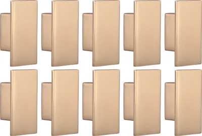 Produktbild von Natural Goods Berlin Möbelgriffe RECHTECK, 16mm Lochabstand, Schrankknöpfe passend für 15-22mm Türstärken, Griffe für Küchenschränke, Kommoden, Sideboard etc., Gold (gebürstet), 10 Stück