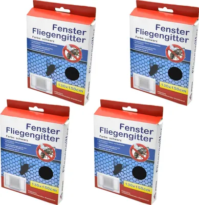 Produktbild von SIDCO Fliegengitter für Fenster Fliegennetz 4 x Insektenschutz Moskito 130x150 schwarz