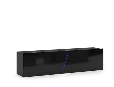Produktbild von „Slant” TV-Schrank zur stehenden oder hängenden in Schwarz mit LED-Beleuchtung, 160 x 40 x 36,8 cm
