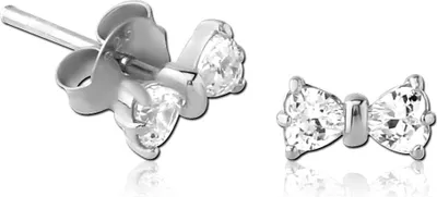 Produktbild von viva-adorno 1 Paar Mädchen Ohrringe Damen Ohrstecker 925 Silber Schleifen Kristall Klar Z533.D5