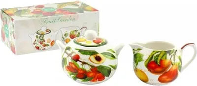 Produktbild von Wunderschönes Set Zuckerdose und Milchkännchen "Früchtegarten"