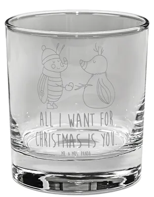 Produktbild von Mr. & Mrs. Panda Cocktailglas Nachtfalter Schneemann - Transparent - Geschenk, Winter, Winterzeit, Tumbler, Schnee, Glas für Gin, Weihnachtsgruß, gravur, Weihnachten