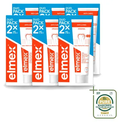 Imagen del producto de 6 tubos de pasta dental Elmex anti-cáries con aminofluoruro - 75 ml - Paquete de suministro - 6 unidades