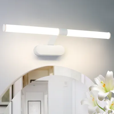 Zdjęcie produktu dla ZMH oświetlenie lustra lampa led 8W barwa światła 4000K gięcie lampa ścienna IP44 biała lustro oświetlenie szafki 60cm