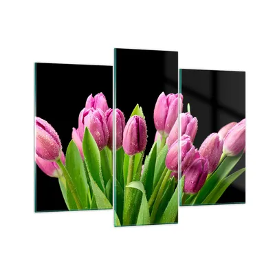 Produktbild von Bilder auf glas - Tulpen Blumenstrauß Tau Tropfen - 130x100cm - Glasbilder - Wandbilder - Kunstdruck - Wanddekoration aus Glas - Glas Bilder - Wandbild auf Glas - GCB130x100-2486