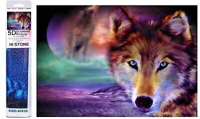 Image de Norimpex Diamant Peinture Loup Vue 30x40cm