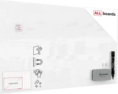 Immagine prodotto di Lavagna in vetro magnetica 200x120 cm Premium SUPERWHITE + GRATIS
