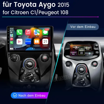 Image de Carplay 10" Autoradio pour Toyota Aygo II Citroen C1 Peugeot 108 Android 15 GPS Navi WIFI 4G BT DAB+ SWC USB 6+128G 8-core