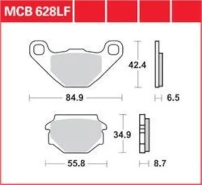 Produktbild von Bremsbeläge LG MCB 628LF, hinten für APRILIA ETX125 MX125 Pegas125 RX125 Tuareg125