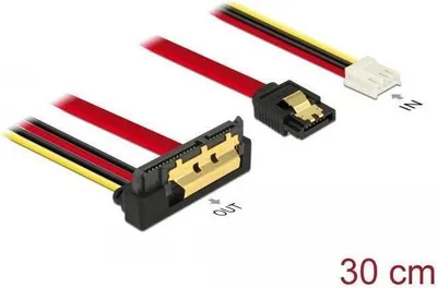 Zdjęcie produktu dla DeLOCK 85235, 0,3 m, SATA III, SATA 7-pin + Molex (4-pin), SATA 22-pin, Żeńska/Żeńska, Czarny