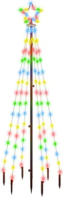 Obrázok produktu pre vidaXL LED vianočný stromček so zemnými klincami Viacfarebné 108 LED diód 180 cm