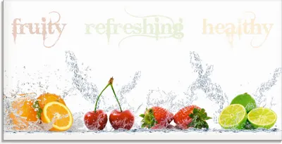 Produktbild von ARTland Glasbild Fruchtig erfrischend gesund Fruchtmix Größe: 60x30 cm