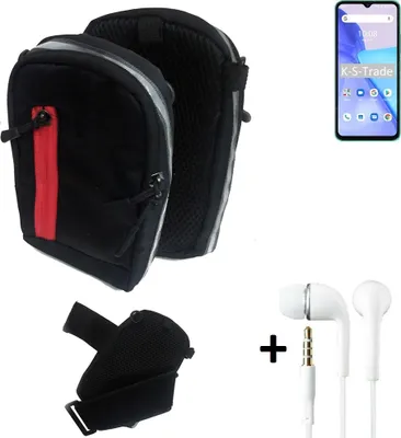 Produktbild von K-S-Trade Outdoor Gürteltasche Holster Umhängetasche + Kopfhörer kompatibel mit UMIDIGI Power 5 schwarz Handy Tasche Case travelbag Schutzhülle