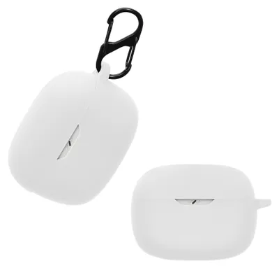 Produktbild von kwmobile Schutzhülle für JBL Wave Beam / Beam 2 / Wave 200TWS Hülle - TPU Silikon Case für Kopfhörer Ladecase - stoßfestes Cover mit Karabiner - Weiß