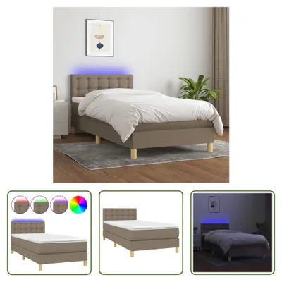 Produktbild von The Living Store Boxspringbett mit Matratze & LED Taupe 100x200 cm Stoff