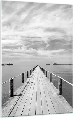 Produktbild von Bilder auf glas - Einteilig - Holz Brücke Meer - 70x100cm - Glasbilder - Wandbilder - Bilder - zum Aufhängen bereit - Wanddekoration aus Glas - Glas Bilder - Wandbild auf Glas - GPA70x100-4985