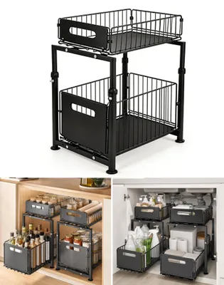 Imagen del producto de Organizador extraíble para armarios - 2 niveles - Ajustable