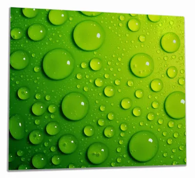 Produktbild von Wallario Herdabdeckplatte aus Glas, Größe 60 x 52 cm 1-teilig, Motiv Wassertropfen auf Grün