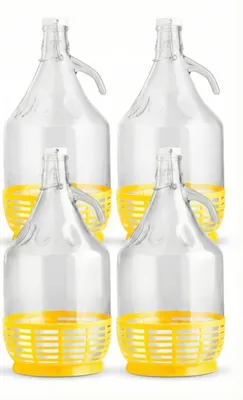 Produktbild von lilawelt24 4x 5L Glasballon Gallone - Bügelverschluss & Korb Glasflasche