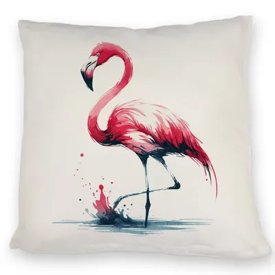 Produktbild von Dekoratives Kissen mit Flamingo-Motiv, Rosa, 40x40cm, Polyester, waschbar, mit Reißverschluss