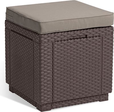 Allibert 206721 Stolička Cube s polštářem, ratanový vzhled, plast, hnědá barva