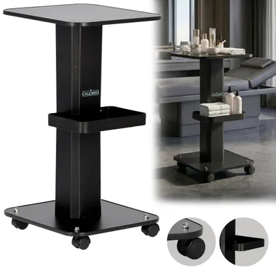 Immagine prodotto di Carrello per parrucchieri estetisti tavolino su rotelle per la tintura URZ-STO-18-BLACK al mobiletto con cassetti del salone di bellezza