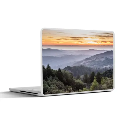 Produktbild von MuchoWow® Laptop Aufkleber Sticker Cover Berge - Sonne - Wald - Landschaft 36.5x27.5 cm - Laptop-Sticker