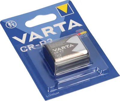 A VARTA CR-P2 lithium battery in its retail packaging.