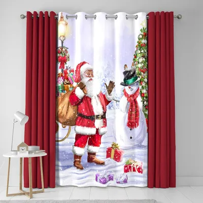 Obrázek produktu pro Fusion - Tradiční vánoční závěs, šířka 55 cm, délka 84 cm (138 x 214 cm) - S oky - Vánoční závěs pro vánoční období