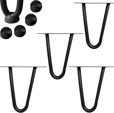 Produktbild von Tischbeine 4x Hairpin 10 cm Haarnadelbeine Schwarz Gestell Möbelfüße Tischkufen