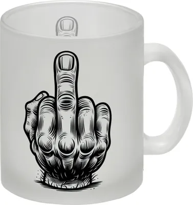 Produktbild von Mittelfinger Comic Glas Tasse