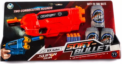 Produktbild von Spielzeug Blaster mit 8 Schaumstoffpfeilen - Wurfweite & Präzision - Pistole für Kinder