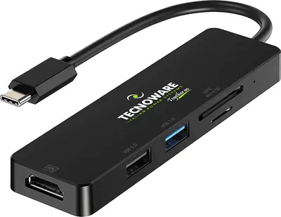Obrázek produktu pro Hub USB Tecnoware FHUB17693, 1x USB 2.0, 1x USB 3.2 gen. 1, 1x HDMI, czarny