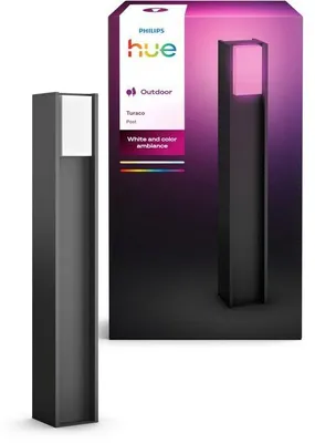 Image de Philips Hue White and Color ambiance Lampadaire d'extérieur Turaco, Bluetooth/Zigbee, Anthracite, Aluminium, E27, Plus, 8,1 W