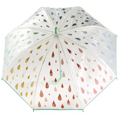 Produktbild von ESPRIT Stockregenschirm Regenschirm Long Domeshape Kids Waterreactive Drops Transparent
