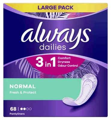 Produktbild von ALWAYS Dailies Normale Slipeinlagen, parfümfrei, 68 Stück