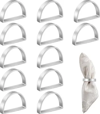 Zdjęcie produktu dla 12 sztuk metalowych pierścieni na serwetki w kolorze srebrnym – eleganckie uchwyty na serwetki