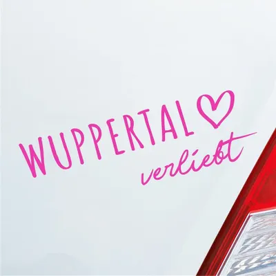 Produktbild von Auto Aufkleber Wuppertal verliebt Herz Stadt Heimat Liebe Car 19x6 cm Pink Sticker Heckscheibenaufkleber