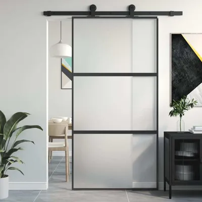 Zdjęcie produktu dla vidaXL Drzwi przesuwne czarne 102,5x205 cm szkło hartowane i aluminium