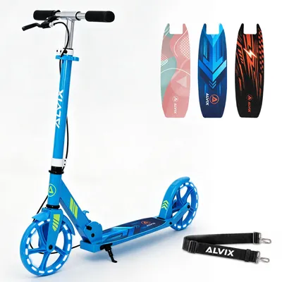 Produktbild von Kinder Scooter mit Handbremse, LED-Leuchträdern, Kinderroller ab 6 Jahren, 200mm Räder, höhenverstellbar, faltbar, Tragegurt, breites Deck, bis 100 kg