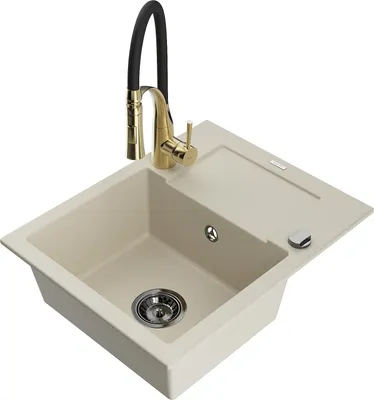 Image de Enzo granit évier 1 avec égouttoir y compris mélangeur Aster, beige (6506-69-73450-57-B)