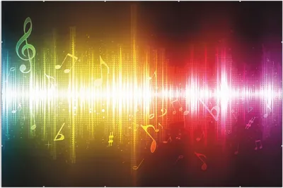 Produktbild von Wallario Wandbild Blau-gelbe Noten der Musik, Größe: 61 x 91,5 cm, Poster mit rahmenlosen Bildhalter