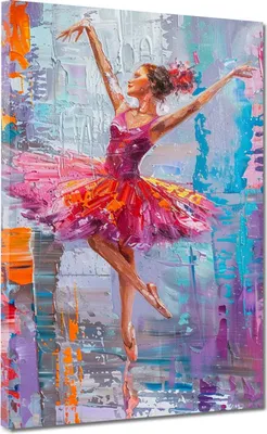 Produktbild von Abstrakt Ballerina lebhafte Farben Leinwandbild Wandbild Kunstdruck Wanddeko: 30x40x2cm