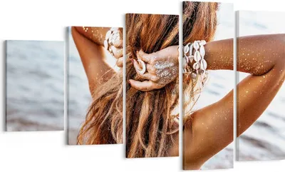Produktbild von Bild auf Leinwand - Leinwandbild - 5 Teile - Haare Frau Strand - 100x60cm - Wand Bild - Wanddeko - Wandbilder - Leinwanddruck - Bilder - Wanddekoration - Leinwand bilder - Wandbild - EG100x60-4613