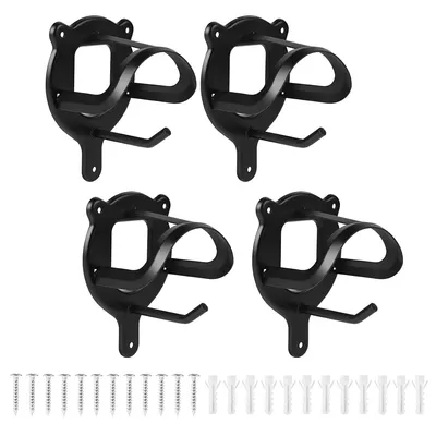 Produktbild von Zaumzeughalter Set 4 Stück – Trensenhaken mit Zusatzhaken, Metall, schwarz, für Stall, Sattelkammer, Pferdeausrüstung