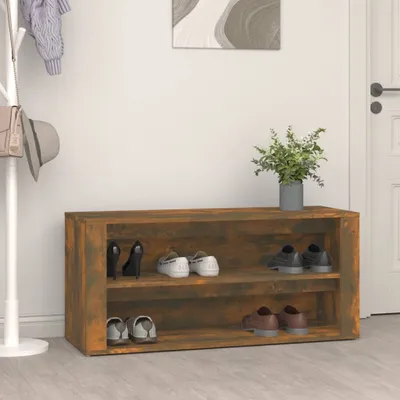 Produktbild von The Living Store Schuhregal Räuchereiche 100x35x45 cm Holzwerkstoff