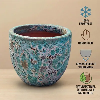 Produktbild von Teramico Keramik Pflanzgefäß "Egg Pot" Lava Grün - Ø 21cm Frostfest