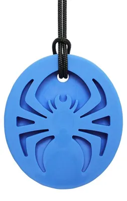 Productafbeelding van ARK Therapeutic Kaukette Spinnenbeet-sensorisch speelgoed, blauw, XXT. Groot, spinnenvormig kauwsieraad met openingen, ideaal voor kinderen die graag stevig op hun voortanden kauwen.
