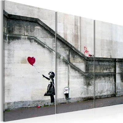 Produktbild von Italienischer Leinwand Leinwandbild - Girl With a Balloon by Banksy 60x40 cm Streetart i-B-0030-b-e